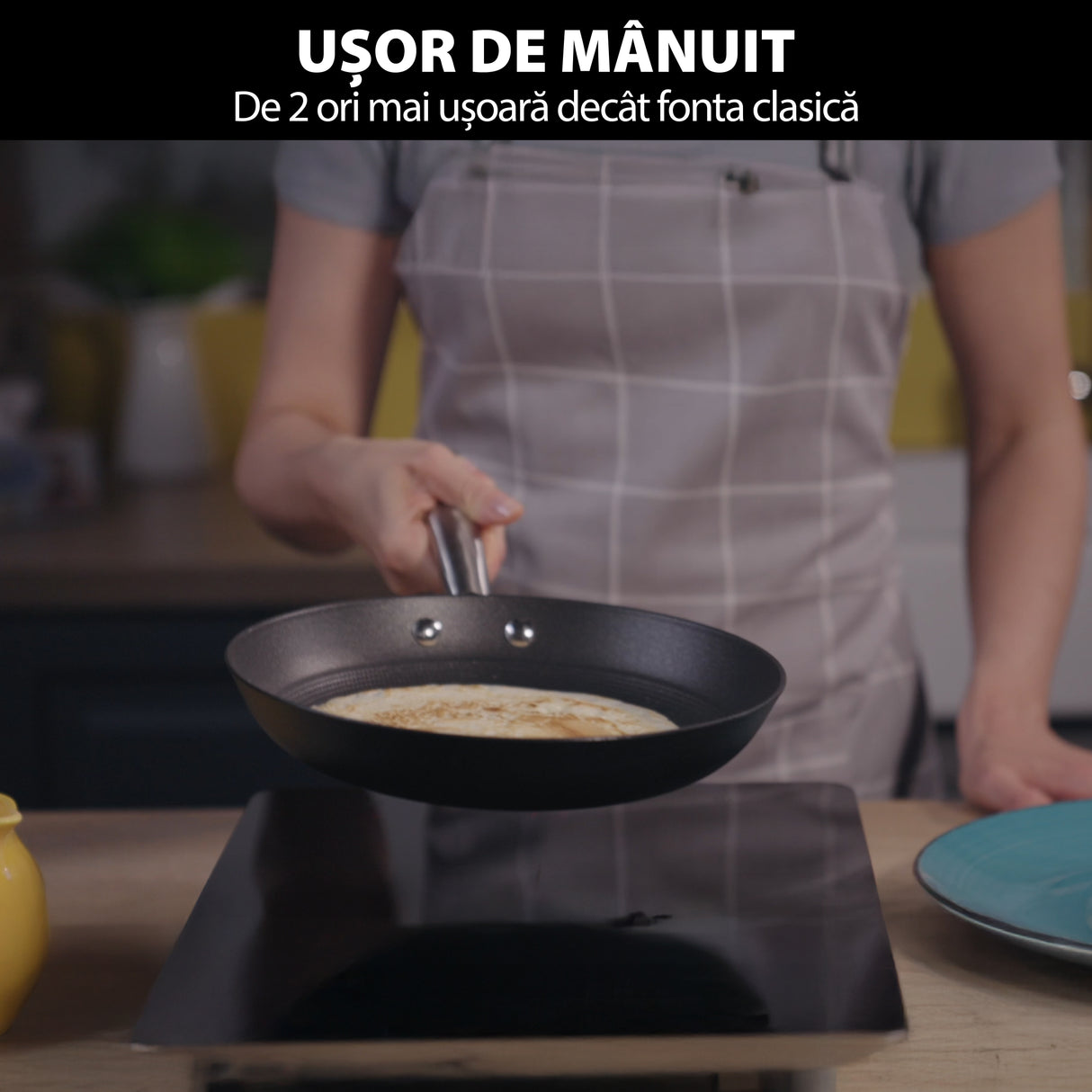 Lightweight honeycomb cast iron frying pan