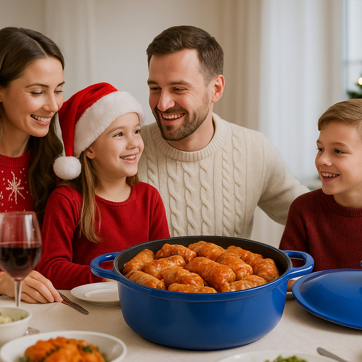 Cratiță din fontă emailată cu capac