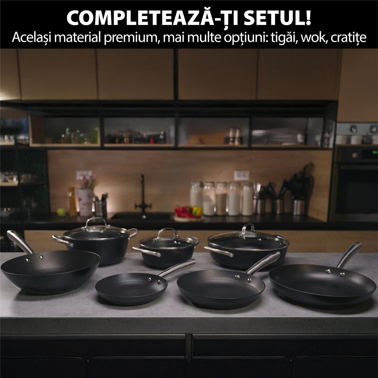 Wok fontă ușoară tip fagure