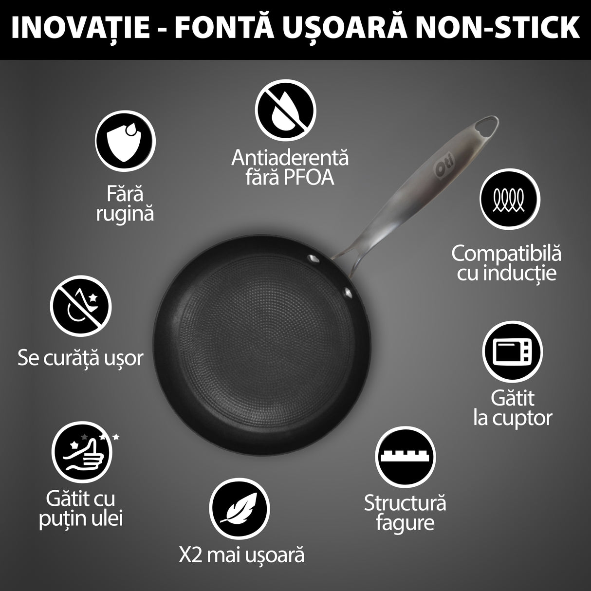 Lightweight honeycomb cast iron frying pan