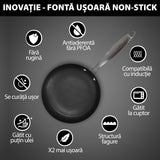 Lightweight honeycomb cast iron frying pan
