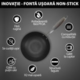 Lightweight cast iron honeycomb wok